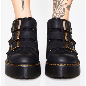 Dr. Marten Coppola Triple Strap Black Heel Boots